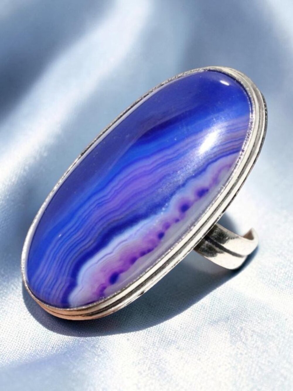 Purple Botswana Agate 925 Silver Plated Ring US 6.5